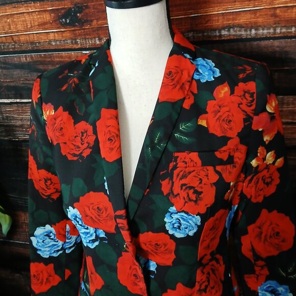 Vince Camuto Blazer Jacket 4 Petite Floral Rose Print - Picture 7 of 10